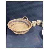 Kitchenware Lot: Basket, Pie Dish, Coffee Set