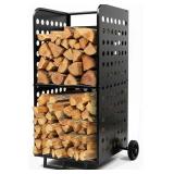 Cycayit Heavy-Duty Rolling Firewood Organizer