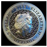 Gem Uncirculated Bulgarian Minted 2022 Tokelau $5 Bull & Bear 1oz 9999 Silver Round