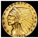 1926 $2.50 Indian Gold Coin, .134 OzT @ 90%, Original Surfaces