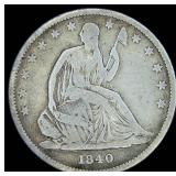 VG+/F 1840-P Seated Liberty Half Dollar, Small Letters/Rev of 