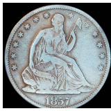 VF/VF+ Better Date 1857-O Seated Liberty Half Dollar, Original Surfaces, 818k Mintage