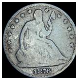 1876-P Seated Liberty Half Dollar, Original Surfaces