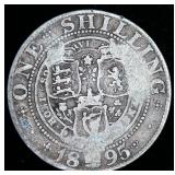 1895 Silver Great Britain 1 Schilling, .172 OzT @ .925