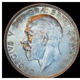 AU+ Silver 1929 Great Britain 1 Florin, Original Surfaces w/Near Full Luster, .364 OzT @ .50 Fine, KM#834