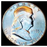 Key Date Uncirculated 1955-P Franklin Half Dollar, Full Silky Luster