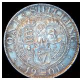 VF 1901 Great Britain Silver 1 Shilling, Prominent die crack, .181 OzT @ .925