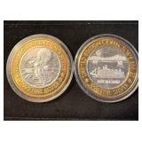 (2) 1997 St. Charles MO Silver Gaming Tokens, 1.2 OzT TSW