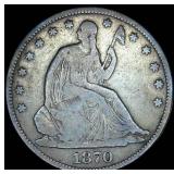 1870-P Liberty Seated Half Dollar, VG, Original Surfaces