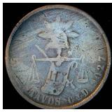 1897 Silver Mexico 50 Centavos, Scarcer Culiacan Mintmark, .42 OzT @ .903% Fine, Original Surfaces, KM 407.2