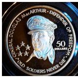 Scarce 1989 Niue Proof Silver Douglas MacArthur $50, 1oz 999, KM# 23