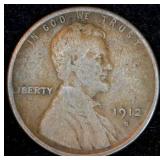 Semi Key 1912-S Lincoln Cent, F/F+