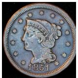 VF/VF+ 1851 Braided Hair Large Cent