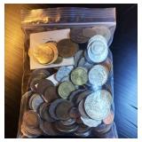2.4 Pounds Mixed World Coins, Wide Variety of Nationalities & Denominations, Most 1970s & Older