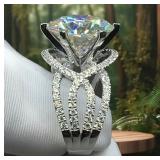4 Carat Moissanite Vintage Designed Silver Plated Ring, Size 6 - Brand New