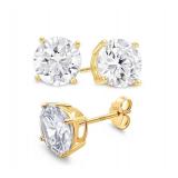 Sterling Silver Stud Earrings 18K White Gold Plating CZ Stone - Brand New