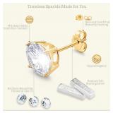 Sterling Silver Stud Earrings 18K White Gold Plating CZ Stone - Brand New