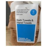 Room Essentials 2 Bath Towels & 2 Hand Towels Orange Dusk - Brand New