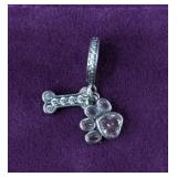 Paw Print & Dog Bone Charm 925 Sterling Silver - Brand New