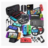 Dewitw Nintendo Switch Accessories Kit: Case, Grips, Wheels, Screen Protector - Brand New