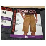 Iron Co. Stretch Tech Short Cargo Shorts - Size 36 - Greyhound - Brand New