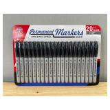 20 Pack of Permanent Black Markers - Brand New