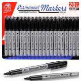 20 Pack of Permanent Black Markers - Brand New