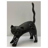 Vintage Tin Metal Cat Outdoor Décor Lantern 13" x 18" To Tip Of Tail