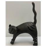 Vintage Tin Metal Cat Outdoor Décor Lantern 13" x 18" To Tip Of Tail