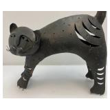 Vintage Tin Metal Cat Outdoor Décor Lantern 13" x 18" To Tip Of Tail