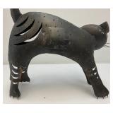Vintage Tin Metal Cat Outdoor Décor Lantern 13" x 18" To Tip Of Tail