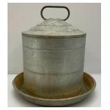 Vintage Primitive Items Including Small Oil Lamp, Whiskey Style Jug With Imprint And More