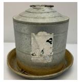 Vintage Primitive Items Including Small Oil Lamp, Whiskey Style Jug With Imprint And More