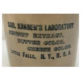 Vintage Primitive Items Including Small Oil Lamp, Whiskey Style Jug With Imprint And More