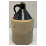 Vintage Primitive Items Including Small Oil Lamp, Whiskey Style Jug With Imprint And More