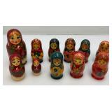 Vintage Hand Painted Wood Russian Nesting Dolls And More