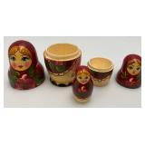Vintage Hand Painted Wood Russian Nesting Dolls And More