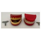 Vintage Key Wind Chatter Teeth With Keys (One Needs A Part)