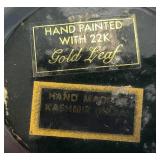 Antique Paper Mache Duck Trinket Box Hand Painted With 22K Gold Leaf 3 1/2" x 4"