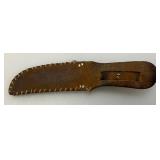 9 3/4" Throwing Knife And Miniature 4" Straight Blade Knife With Leather Sheath