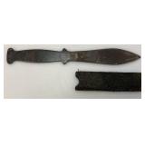 9 3/4" Throwing Knife And Miniature 4" Straight Blade Knife With Leather Sheath