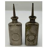 Three Very Old Miniature Metal Oil Cans 3 1/2" Tall