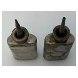 Three Very Old Miniature Metal Oil Cans 3 1/2" Tall