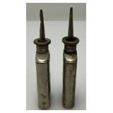 Three Very Old Miniature Metal Oil Cans 3 1/2" Tall