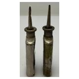 Three Very Old Miniature Metal Oil Cans 3 1/2" Tall