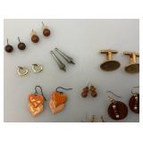 Vintage Jewelry Box With Misc. Earrings, Cuff Links And More