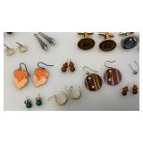 Vintage Jewelry Box With Misc. Earrings, Cuff Links And More