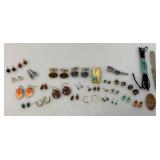 Vintage Jewelry Box With Misc. Earrings, Cuff Links And More