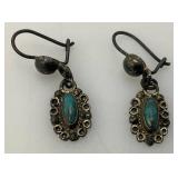 Vintage STERLING SILVER Earrings With Turquoise 1.75 Grams Overall