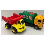 Toy Trucks Including Plastic Garbage Truck And Dump Truck